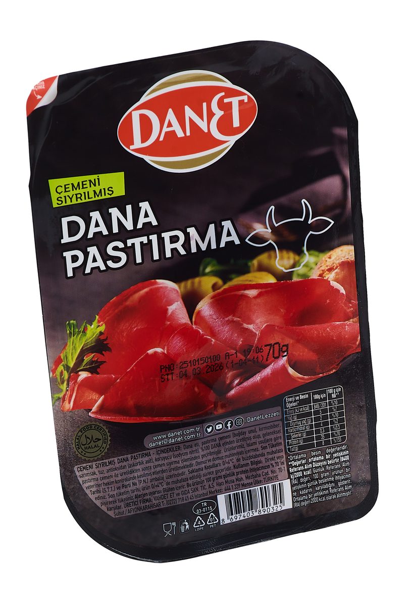 Danet Dilimli Pastırma 70 GR Çemeni Sıyrılmış