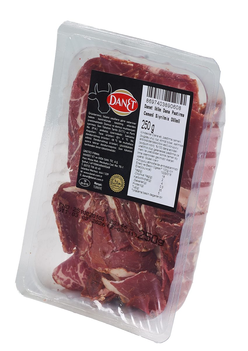 Danet İklim Dana Pastırma Çemeni Sıyrılmış 250 GR