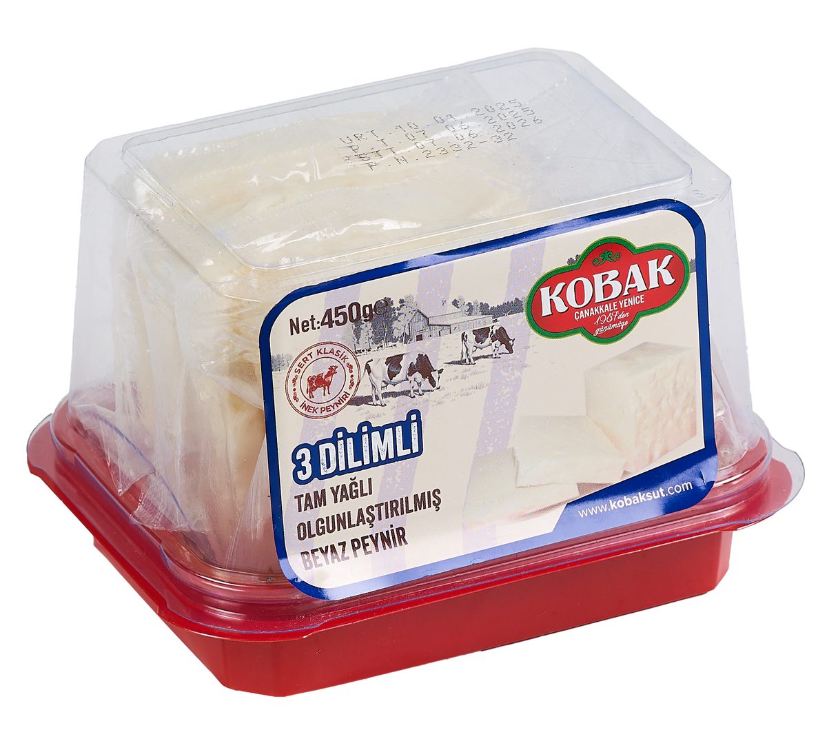 Kobak 3 Dilimli Tam Yağlı Olgunlaştırılmış Beyaz Peynir 450 GR